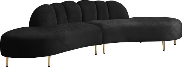 Meridian Furniture Divine 2-Piece Black Velvet Sectional-1