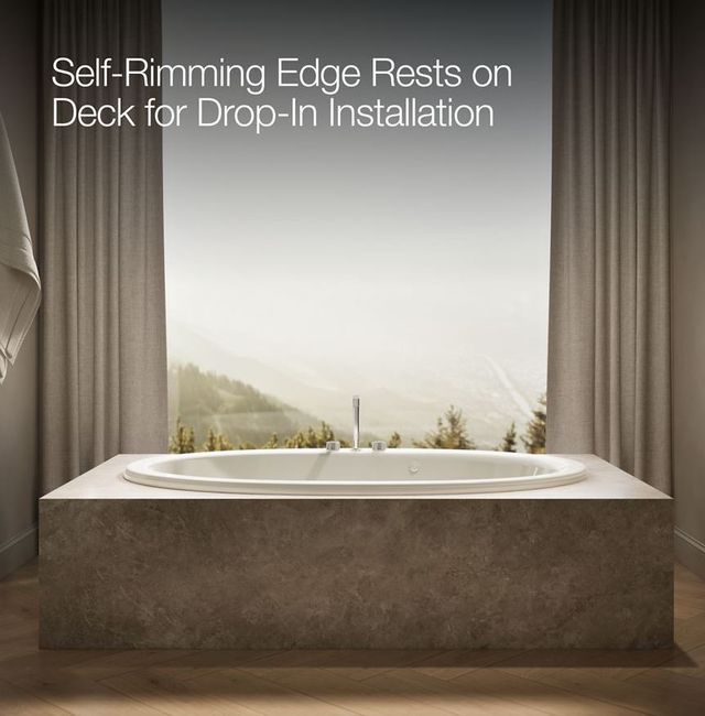 KOHLER® Sunward® Biscuit 72" x 42" Drop-In/ Undermount Heated Whirlpool Bath-3
