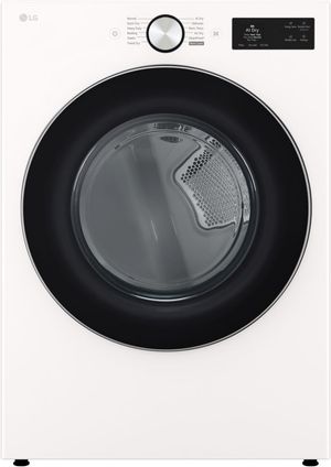 Front view of the LG 7.4 Cu. Ft. Alpine White Smart Front Load Electric Dryer withTurboSteam®, AI Sensor Dry, and Hybrid Electronic Controls