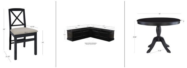 Linon Norah 4-Piece Black Dining Nook Set-2