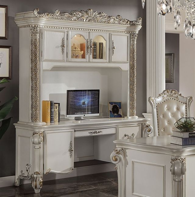 ACME Furniture Vendome 2-Piece Antique Pearl Computer Desk and Hutch Set