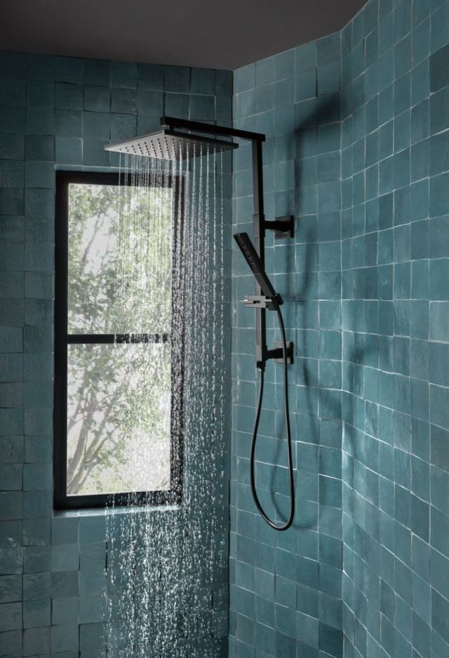 Brizo Essential™ Matte Black 12" Linear Square Single-Function Raincan Shower Head-2