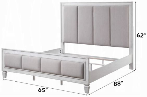 ACME Furniture Katia Light Gray/Weathered White Queen Panel Bed-2