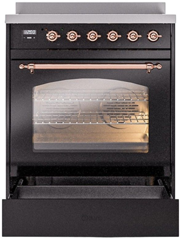Ilve® Nostalgie II Series 30" Glossy Black Pro Style Induction Range-2