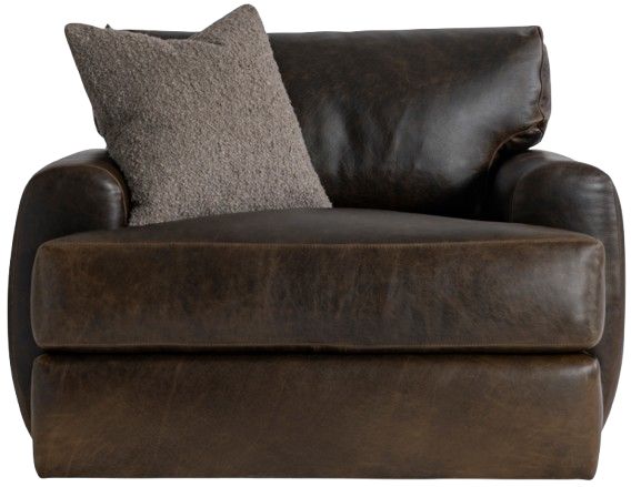 Bernhardt Cameron Bernhardt Living Brown 44" Leather Swivel Chair-2