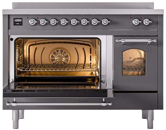 Ilve® Nostalgie II Series 48" Matte Graphite Pro Style Induction Range-1