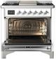 Ilve® Majestic III 36" Custom Pro Style Dual Fuel Natural Gas Range with 6 Black Brass Burners and Chrome Trim-1