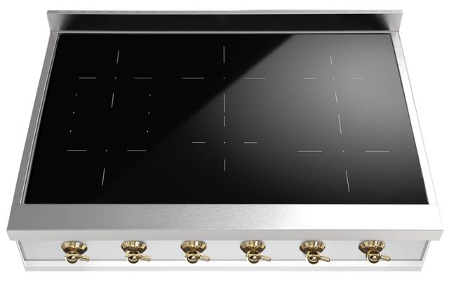 Ilve® Nostalgie II 36'' Stainless Steel Built-In Induction Rangetop with Brass Trim-0