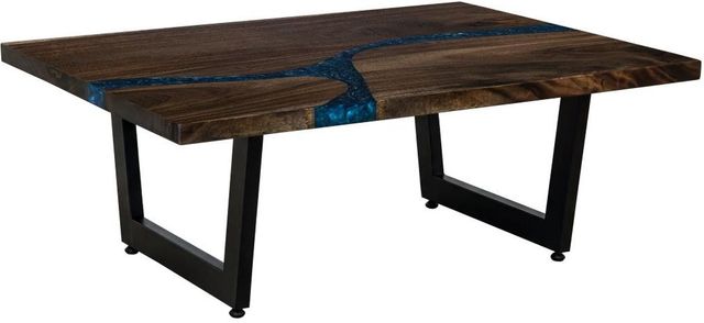 International Furniture Direct Zaphiro Brown Top Cocktail Table with Black Base-0