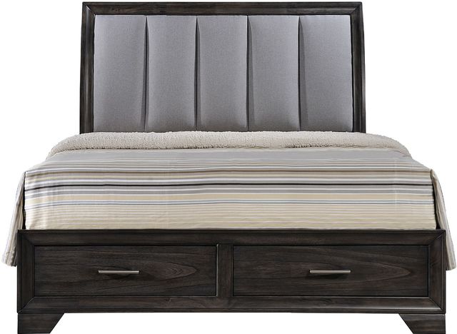 Crown Mark Jaymes Brown/Gray Queen Upholstered Sleigh Bed-1