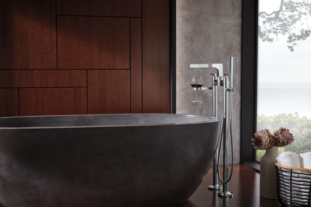 Brizo Kintsu® Polished Chrome Floor Mount Tub Filler Unions-4