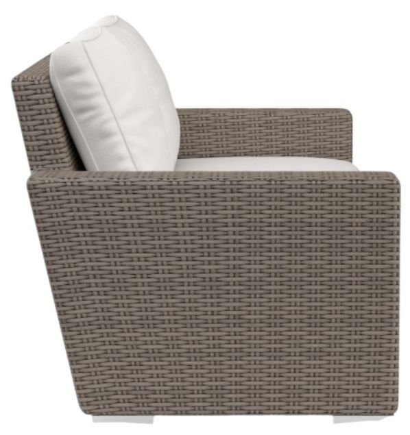 Sunset West Coronado Driftwood Resin Wicker Outdoor Loveseat with Canvas Flax Cushion-2