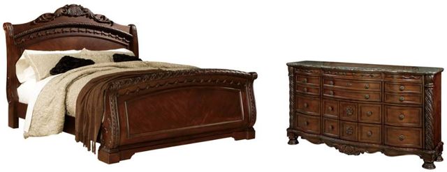 Millennium® by Ashley® North Shore 2-Piece Dark Brown California King Sleigh Bed Set-0