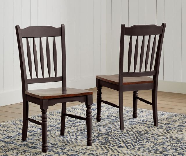A-America® British Isles Antique Oak/Black Slatback Dining Side Chair-2