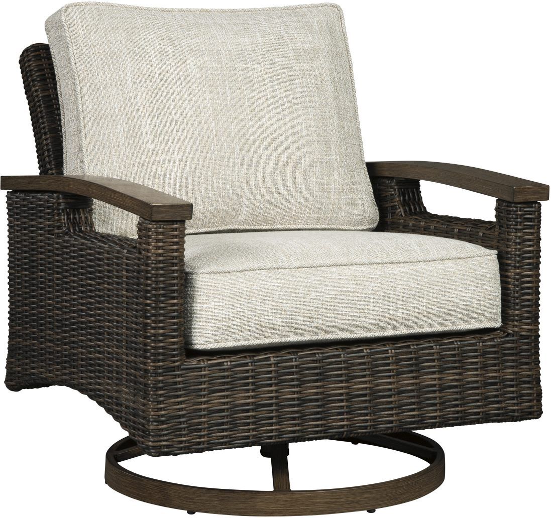Signature Design by Ashley® Paradise Trail 2-Piece Medium Brown Aluminum/Resin Wicker Outdoor Swivel Lounge Chair Set