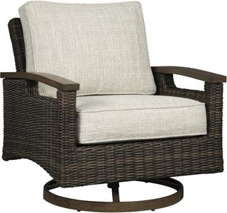 Signature Design by Ashley® Paradise Trail 2-Piece Medium Brown Aluminum/Resin Wicker Outdoor Swivel Lounge Chair Set