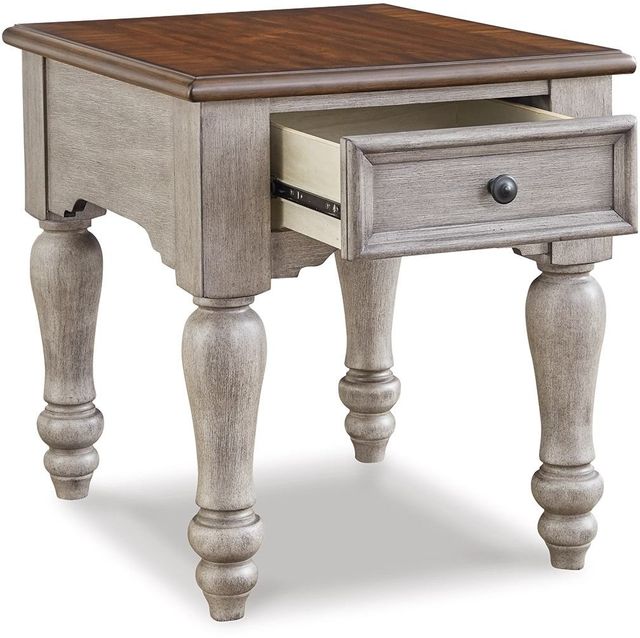 Signature Design by Ashley® Lodenbay Walnut Brown End Table with Antique Gray Turnip Legs-1