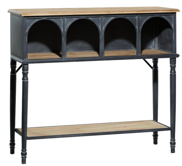 Deco Marche Brown 2-Shelf Console Table with Black Base-0
