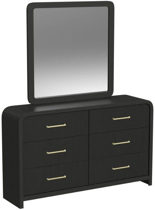 Elements International Ridgemont Black Drawer and Mirror Set-0