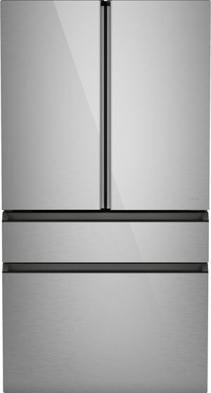 Front view of the Café™ 36 in. 23.2 Cu. Ft. Platinum Glass Counter Depth French Door Refrigerator