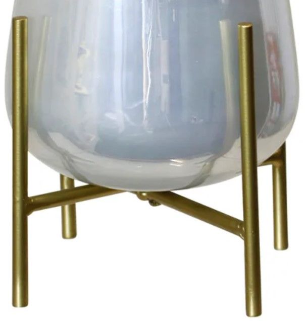 StyleCraft Ird Milky White/Gold Hurricane with Stand-2