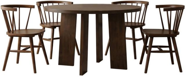 Coaster® Strouse 5-Piece Walnut Round Dining Table Set-0