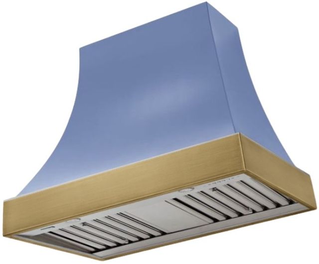 AGA Cascade 36" Carnaby Blue Wall Mounted Range Hood  with Antique Brass  Trim-0