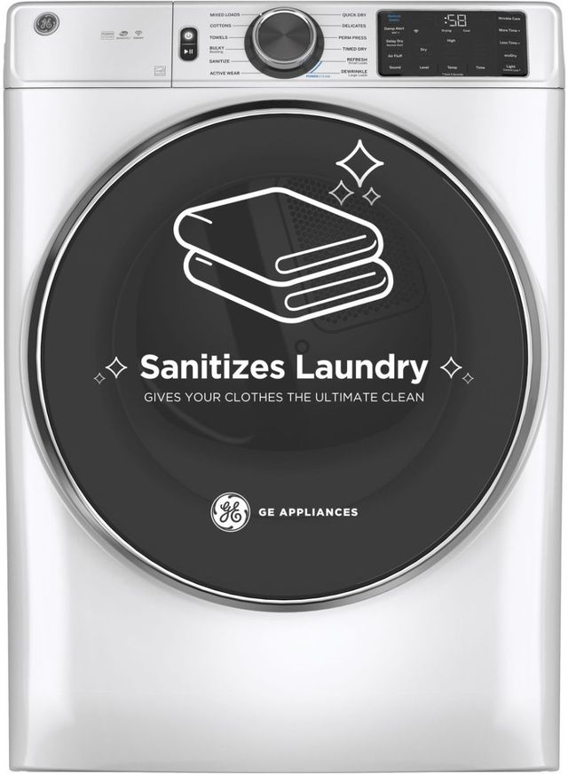 GE® 7.8 Cu. Ft. White Front Load Gas Dryer with Steam and Sanitize Cycle-4