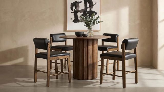 Coaster® Hamlyn 5-Piece Black/Walnut Counter Dining Set-1