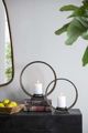 A & B Home 2-Piece Antique Gold Aluminum Ring Candle Holder Set-4