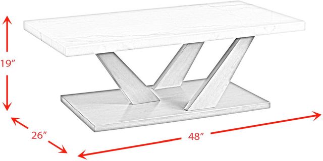 Elements International Greta White Coffee Table with Gray Base-2