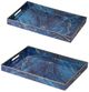 A & B Home Modern Chic 2-Piece Blue Marbled Rectangular Trays-0