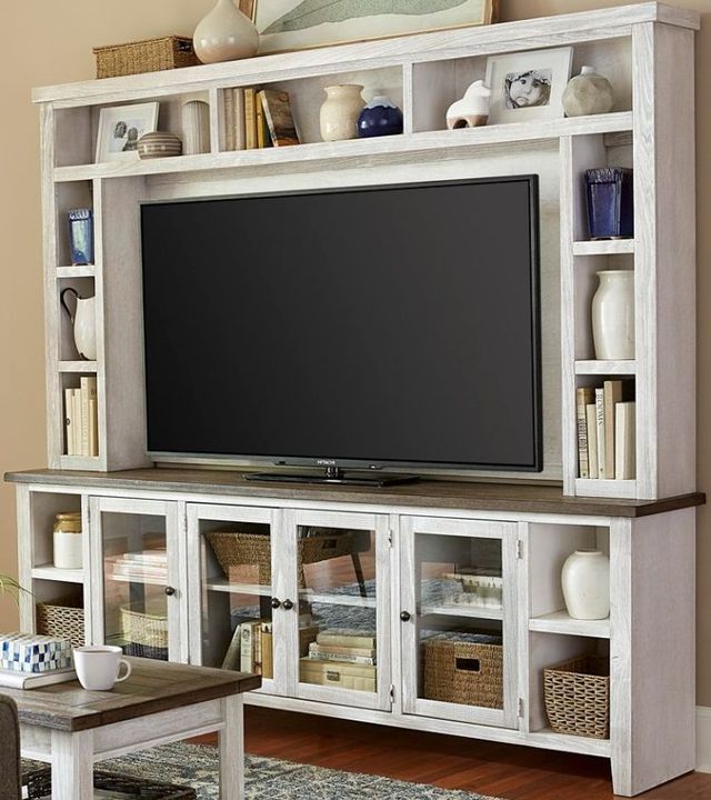 aspenhome® Eastport Drifted White 97" Console and Hutch-0