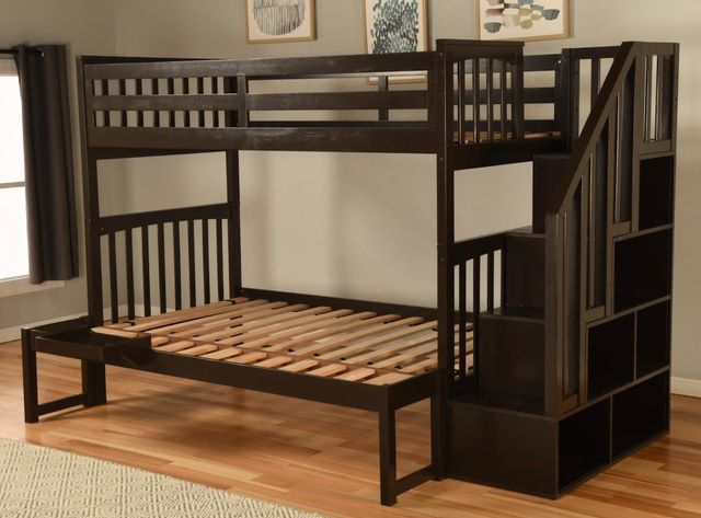 Kodiak Furniture Kelcie Dark Chocolate Twin/Full Bunk Bed with Tray-1