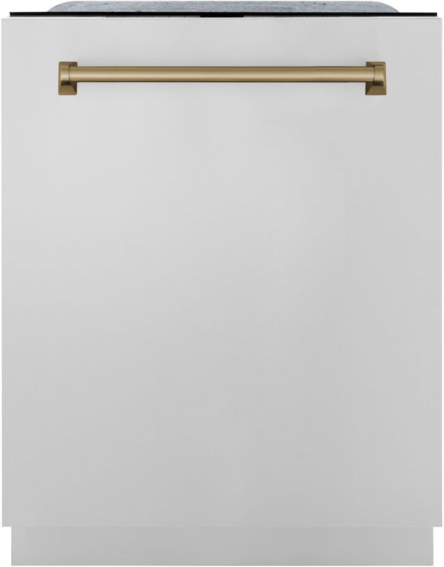 ZLINE Autograph Edition 24" Stainless Steel Built In Dishwasher with Champagne Bronze Handle-0