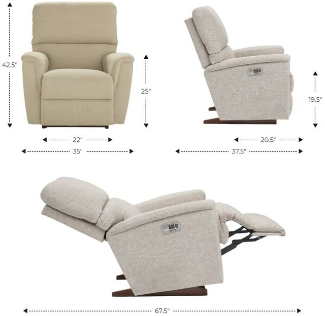 La-Z-Boy® Ava Ivory Leather Power Rocking Recliner with Headrest-2
