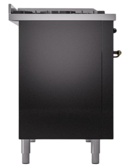 Ilve® Nostalgie II Noblesse 48'' Glossy Black Pro Style Dual Fuel Range with Burnished Trim-2