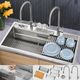 Forno Acqua MultiSINK Stainless Steel 10" Dual Mount 3-Level Workstation Sink with 2 Faucets and Glass Rinser-0