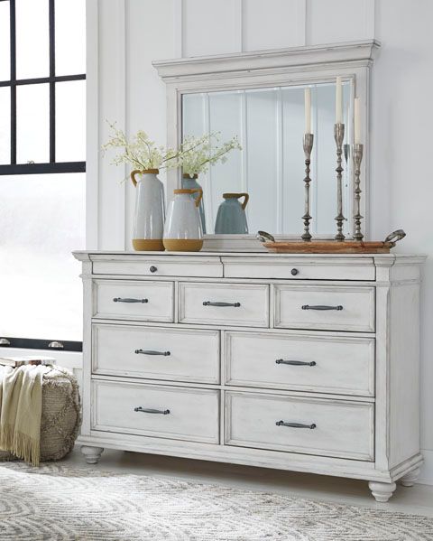 Benchcraft® Kanwyn Whitewash Bedroom Mirror-1