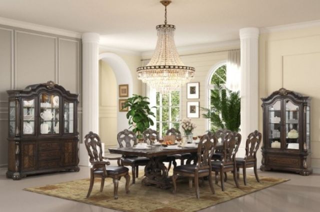 Furniture of America® Leovanni 7-Piece Dark Brown Dining Table Set-0
