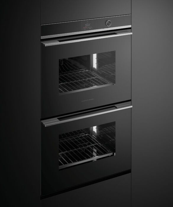 Fisher & Paykel Series 9 30" Black Contemporary Double Electric Wall Ovens