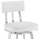 Armen Living Benjamin Brushed Stainless Steel/White Bar Stool-4