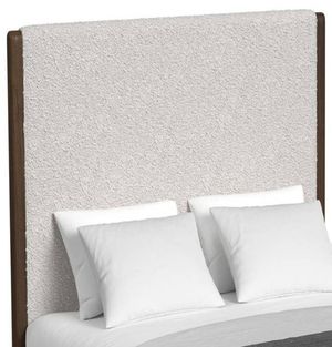 Elements International Brisbane Beige-Brown Upholstered Queen Panel Headboard