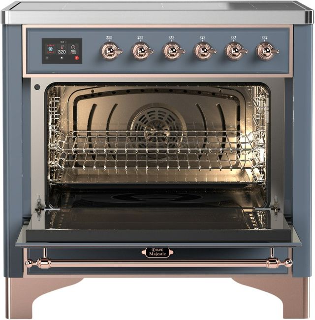 Ilve® Majestic III 36" Blue Gray Pro Style Induction Range with Solid Door and Copper Trim-1