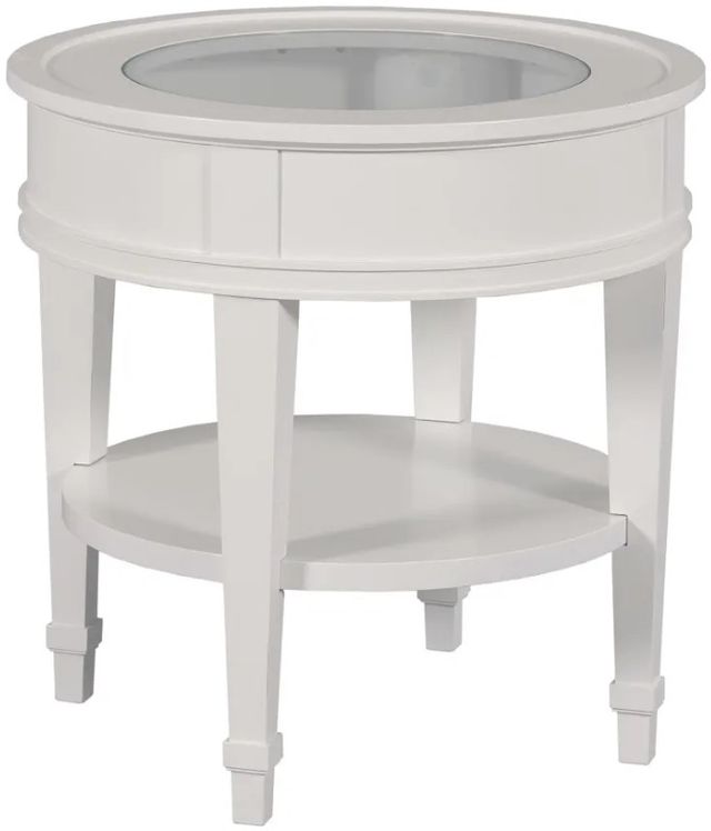 Hammary® Structures Glass Top Round End Table with Pure White Base-0