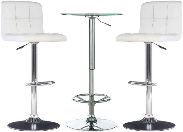 Powell® Brandt 3-Piece Chrome/White Pub Table Set-0