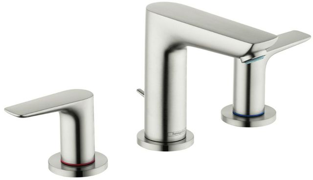 Hansgrohe Talis E Brushed Nickel 1.2 GPM Widespread Faucet with Pop-Up Drain-0