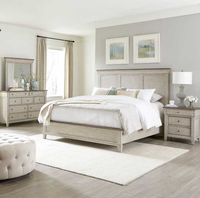 Liberty Furniture Ivy Hollow 4-Piece Dusty Taupe/Weathered Linen Queen Panel  Bedroom Set-1