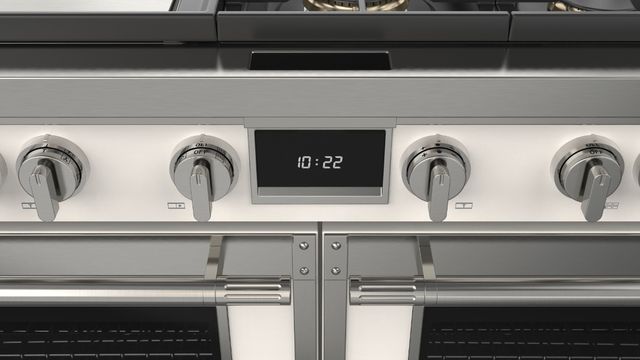 Fulgor Milano® Evoque 400 Series 60" Glossy White Pro Style Dual Fuel Hybrid Range with Stainless Steel Trim -4