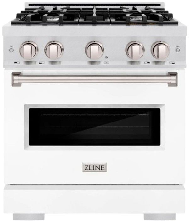 ZLINE Classic Series 36" Satin Stainless Steel Pro Style Dual Fuel Range with White Matte Door-0